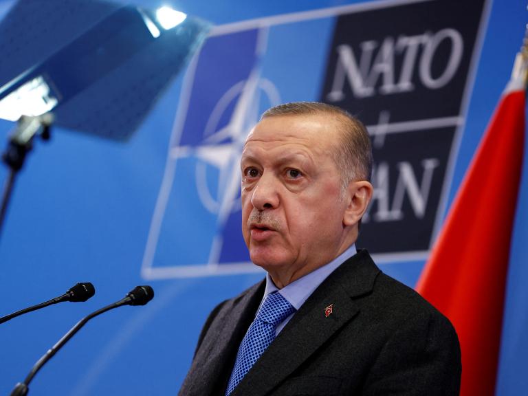 Turkish president Erdogan at NATO headquarters in Brussels