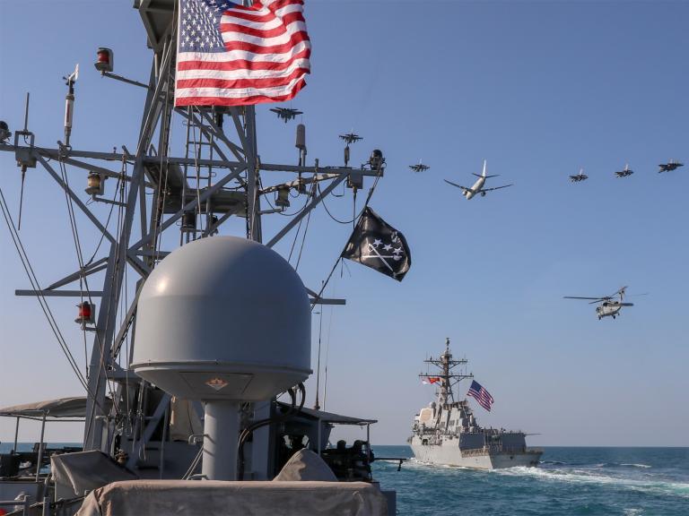 Ships of the US Navy's Fifth Fleet on exercise in the Persian Gulf