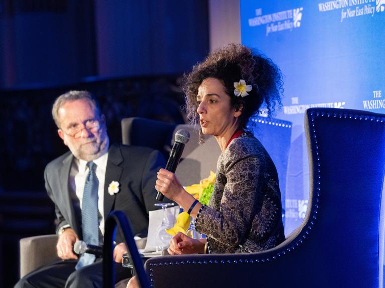 Iranian women's rights activist Masih Alinejad  speaks at the Institute's 2022 Scholar-Statesman Award dinner in New York City - source: The Washington Institute