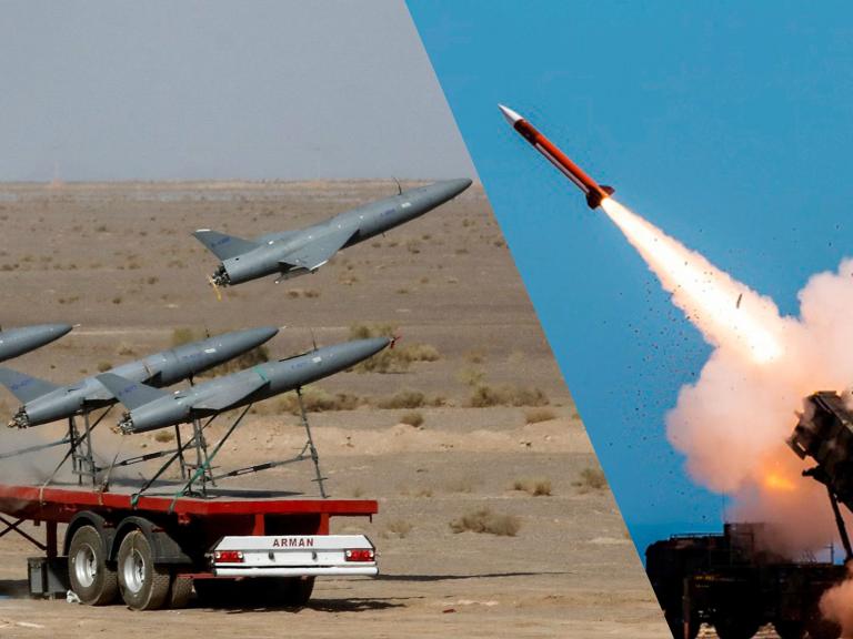 Arash-2 drones (Iran), Patriot launcher (U.S.)