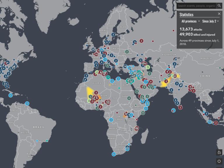 Screenshot of The Washington Institute's Islamic State interactive map