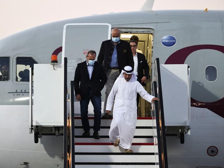 American prisoners released by Iran arrive in Doha, Qatar,in September 2023 - source: Reuters