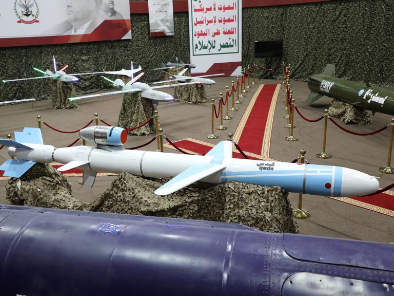 Houthi drone aircraft on display in Yemen - source: Reuters