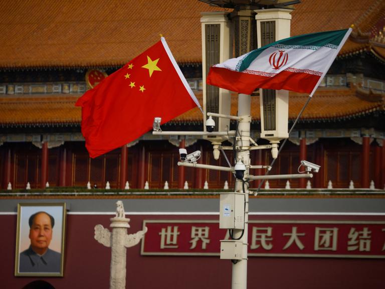The national flags of China and Iran fly in Tiananmen Square during Iranian President Ebrahim Raisi's visit to Beijing, China, February 14, 2023 - source: Reuters