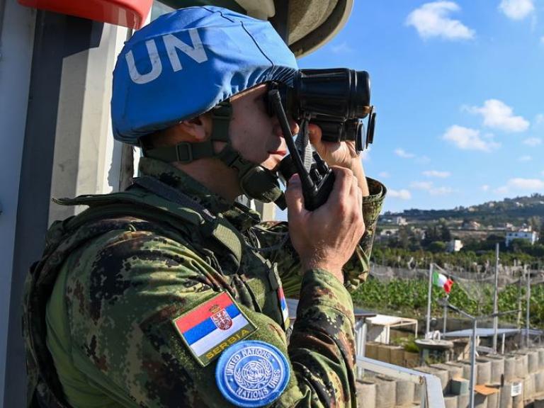 A UNIFIL peacekeeper on duty in Lebanon - source: United Nations