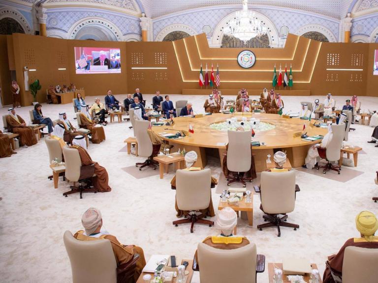 President Trump meets with Gulf leaders at the GCC summit in Riyadh on May 14, 2026 - source: Reuters