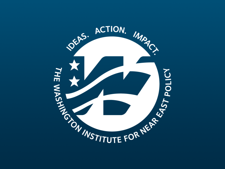 Washington Institute logo, white on blue - source: The Washington Institute