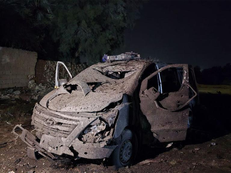 Photo of an Islamic State car bomb attack in Mayadin, Syria, May 2025.