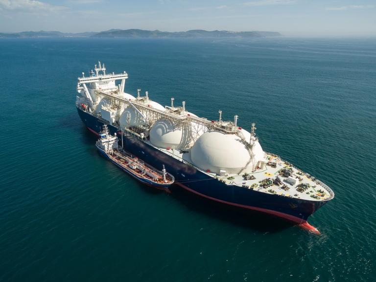 Photo of an LNG tanker at sea.