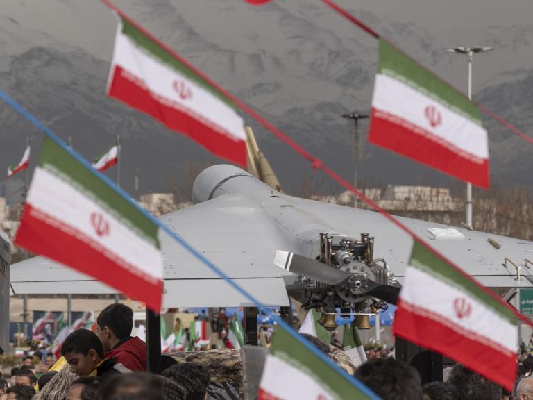 A Shahed-136 drone in a military parade in Tehran - source: Reuters