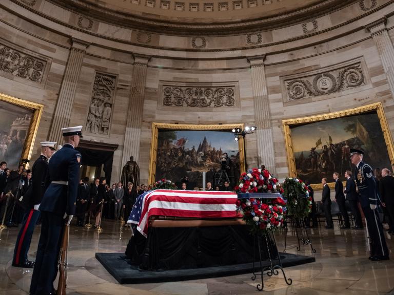 A dignitary lies in state with an honor guard at the U.S. Capitol Rotunda - source: Architect of the Capitol