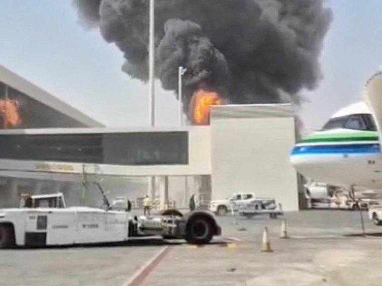 Flames rise at Saudi Arabia's King Khalid Airport after a Houthi strike - source: Reuters