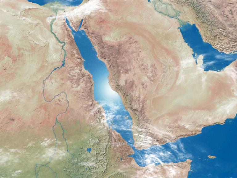 Satellite image of the Red Sea region and the Arabian Peninsula