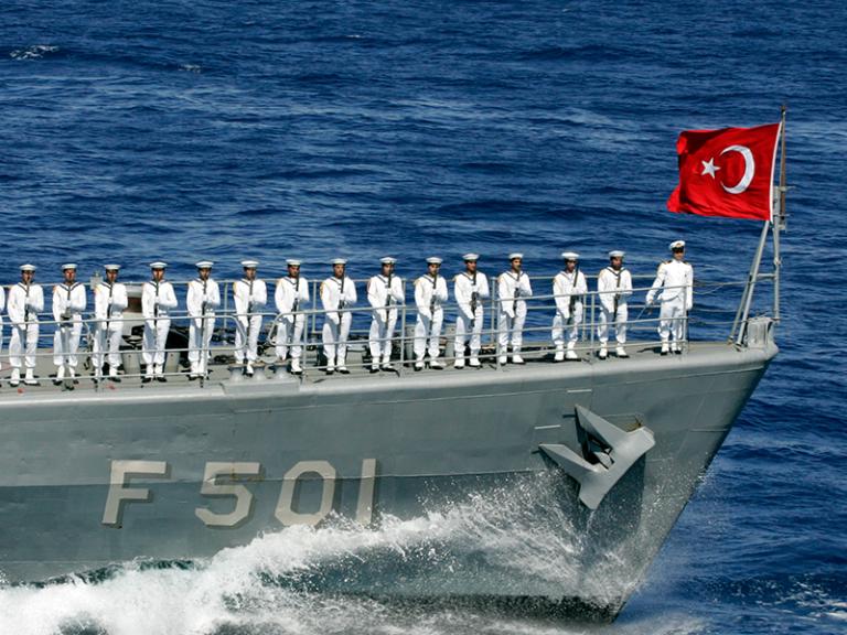 Sailors aboard a Turkish Naval Forces warship - source: Reuters