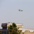 A U.S. military helicopter evacuates personnel from the American embassy in Kabul, Afghanistan