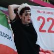 An Iranian soccer fan protests at a World Cup game in Qatar - source: Reuters