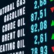 A video board displays various oil and gas commodity prices in September 2023 - source: Reuters