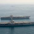 The U.S. Navy aircraft carriers Harry S. Truman and Dwight D. Eisenhower on joint operations in the CENTCOM region - source: Department of Defense
