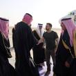 Photo showing Ukraine's President Zelensky greeting Saudi officials on the tarmac. 