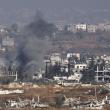 Smoke from an explosion across the Israeli border in Gaza, May 2025.