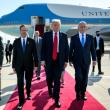 U.S. President Trump walks with Israeli President Herzog and Prime Minister Netanyahu after arriving in Israel - source: The White House