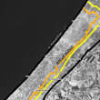 Excerpt of map showing the postwar Orange and Yellow lines in Gaza.