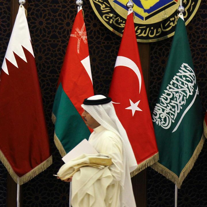 Flags of Gulf Cooperation Council countries and Turkey on display in Riyadh