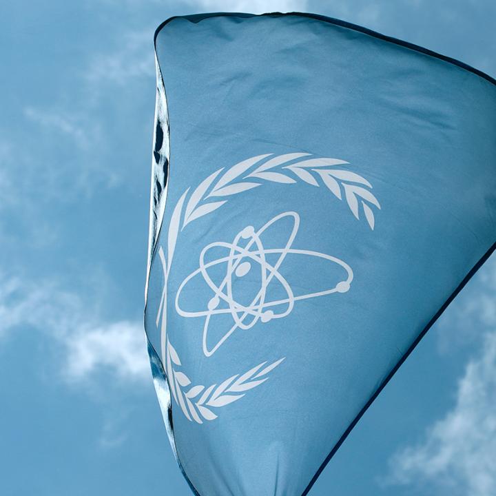 The flag of the IAEA