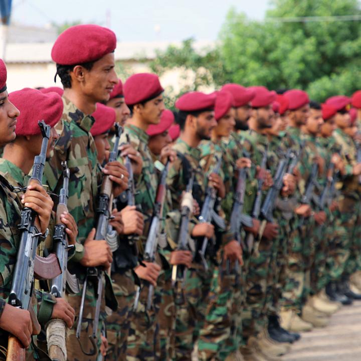 Yemeni rebel soldiers in Aden