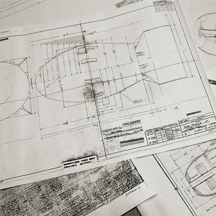 Nuclear warhead schematics from the Manhattan Project, 1945