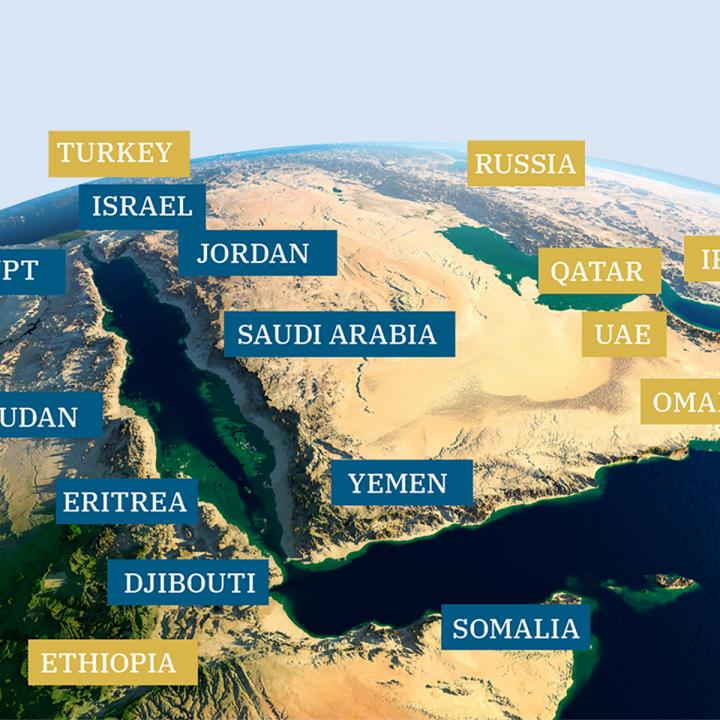 Satellite map of wider Rea Sea with country names