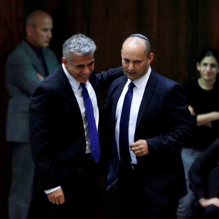 Israeli politicians Yair Lapid and Naftali Bennett