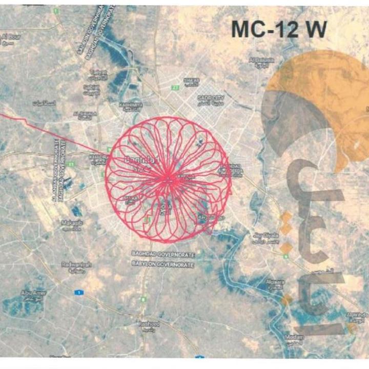 Fake image of MC-12W Liberty over Baghdad concurrent with Nov 7 attack