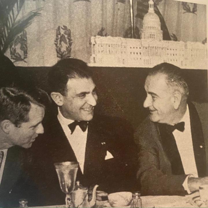 Ardeshir Zahedi, then Iran's ambassador to the United States, with Robert F. Kennedy and Lyndon B. Johnson in Washington, DC.
