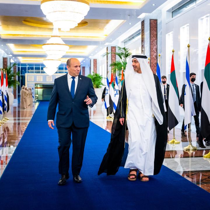 Israeli Prime Minister Bennett meets with the UAE's foreign minister in December 2021 - Source: Reuters