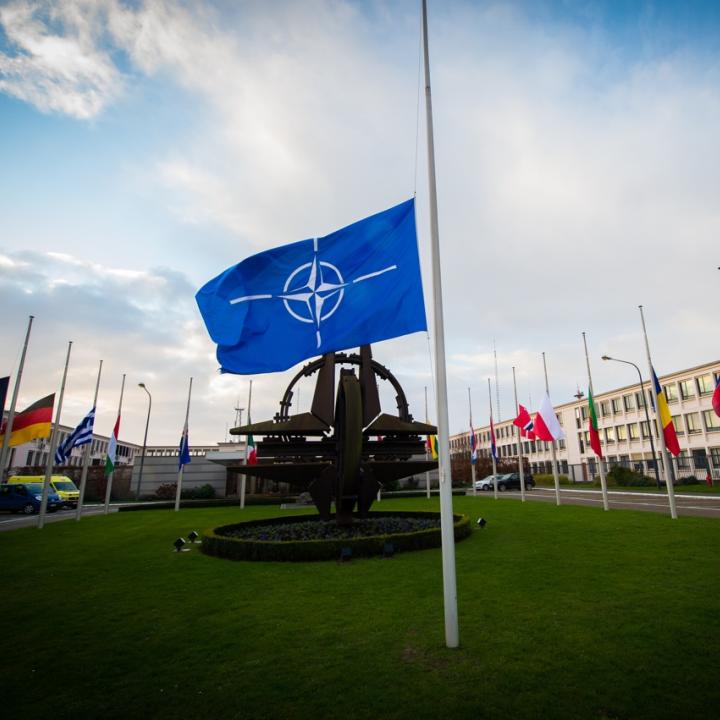 NATO member flags fly at half-staff in solidarity with victims of the November 2015 Paris terror attacks - source: NATO