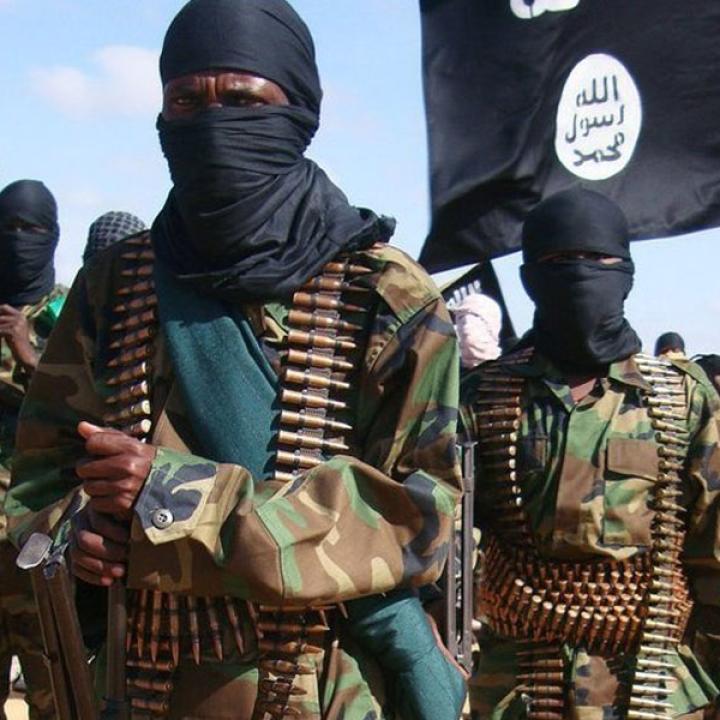 Photo showing fighters from the Somali terrorist group al-Shabab.
