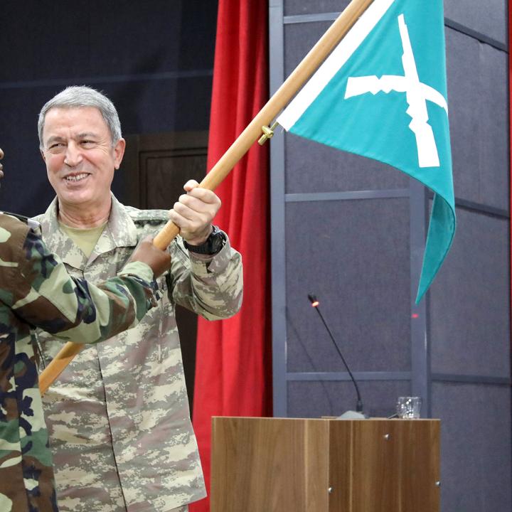 Turkish official Hulusi Akar with Somali soldier