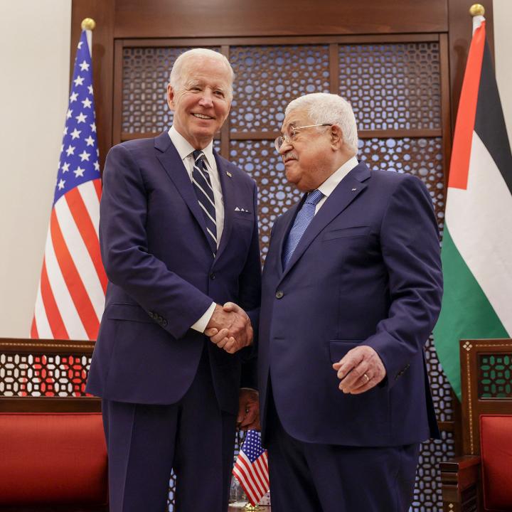 President Joe Biden meets Palestinian Authority President Abbas in July 2022