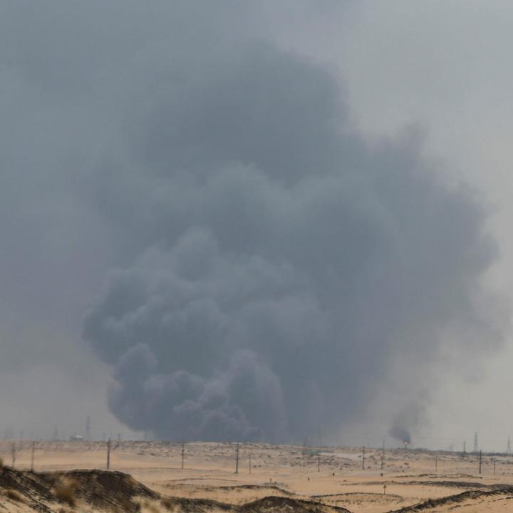 Smoke is seen at a Saudi oil facility in Abqaiq, 2019 - source: Reuters