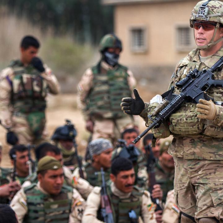 U.S. soldier trains Iraqis at Camp Taji