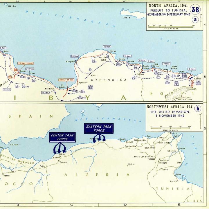 Map of U.S. Army operations in Operation Torch, 1942 - source: U.S. Army
