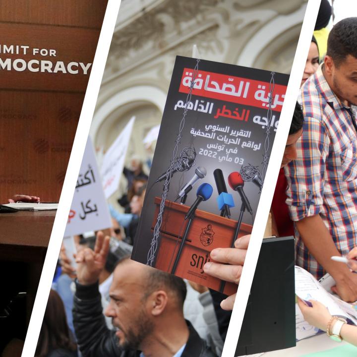 Biden Summit for Democracy 2021, Tunisia media protesters, Egyptian democracy workshop