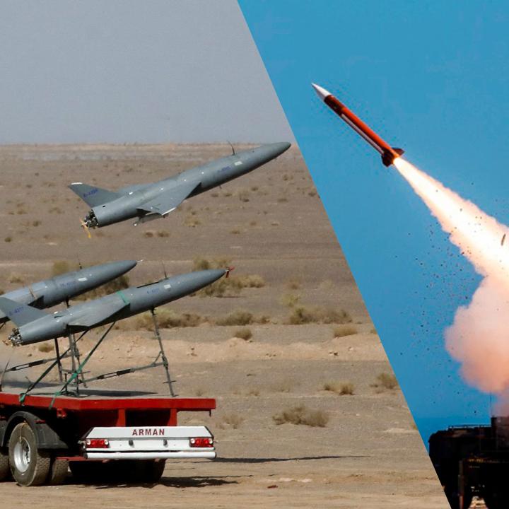 Arash-2 drones (Iran), Patriot launcher (U.S.)