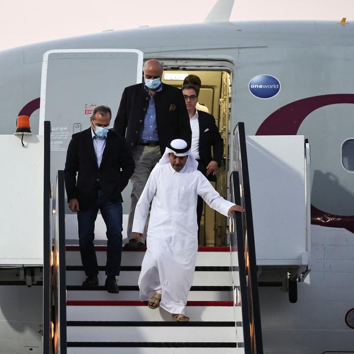 American prisoners released by Iran arrive in Doha, Qatar,in September 2023 - source: Reuters