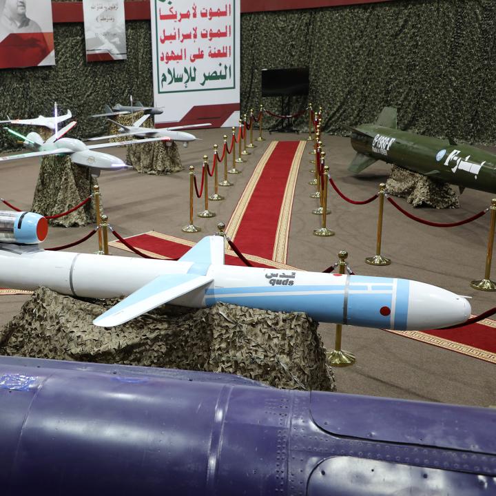 Houthi drone aircraft on display in Yemen - source: Reuters