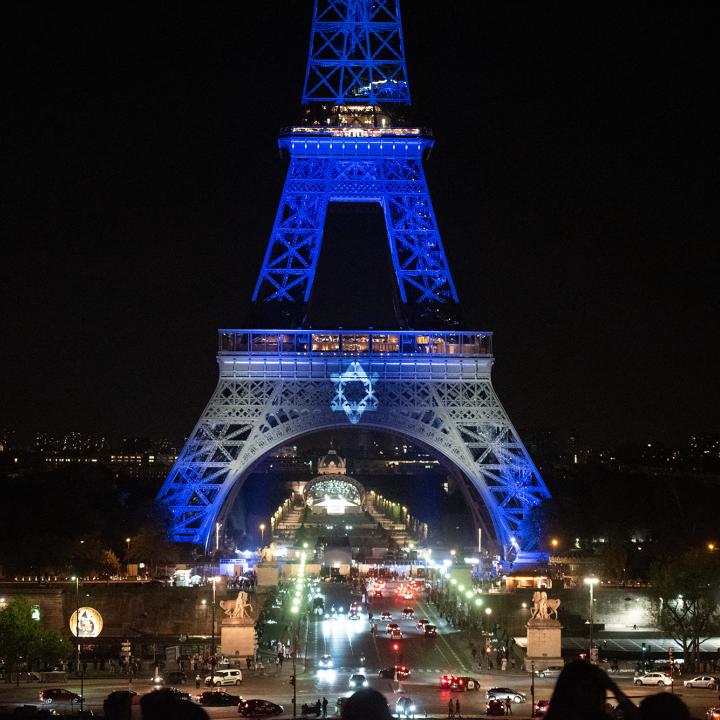 An Israeli flag is projected on the Eiffel Tower in Paris in response to the Hamas terror attacks on Israel in October 2023 - source: Reuters