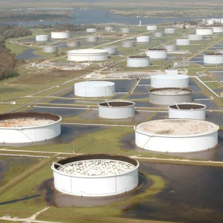 An aerial view of a U.S. Strategic Petroleum Reserve storage facility near the Gulf coast - source: Department of Energy