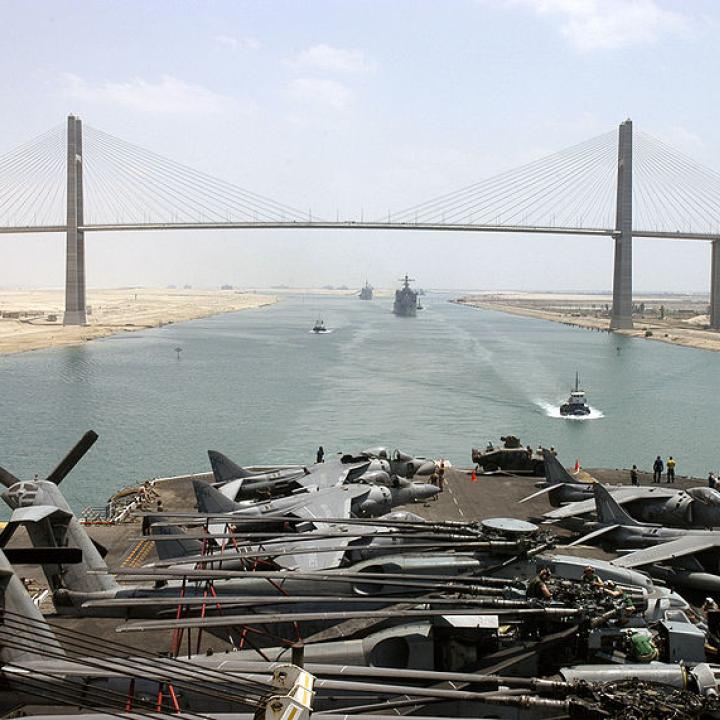 Suez Canal from the bottom of the Peace Bridge