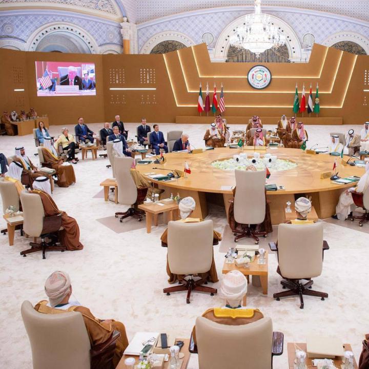 President Trump meets with Gulf leaders at the GCC summit in Riyadh on May 14, 2026 - source: Reuters